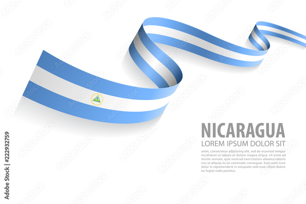 Vector Banner with Nicaragua Flag colors - obrazy, fototapety, plakaty 