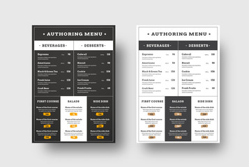 Wall Mural - Vector template menu for cafes and restaurants blocks for the menu.