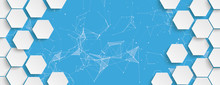 White Hexagon Structure Network Blue Centre Header
