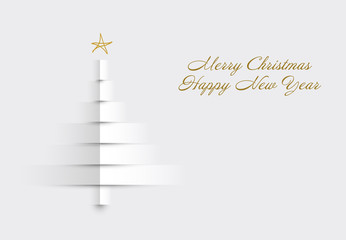 Wall Mural - christmas card with tree made from paper stripes