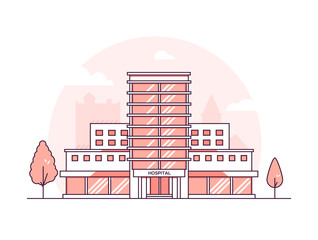 Wall Mural - Hospital building - modern thin line design style vector illustration