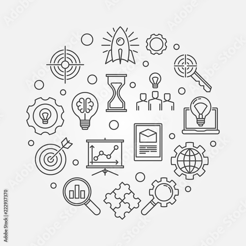 Fotografía Research round vector illustration in thin line style