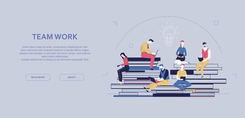Aufkleber - Team work - flat design style colorful banner