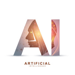 Aufkleber - Artificial Intelligence Logo. Artificial Intelligence and Machine Learning Concept. Vector symbol AI. Neural networks and another modern technologies concepts. Technology sci-fi concept