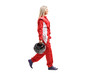 © Ljupco Smokovski - Female racer walking and holding a helmet