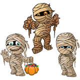 Fototapeta Dinusie - Vector isolated illustration of a set mummy for Halloween