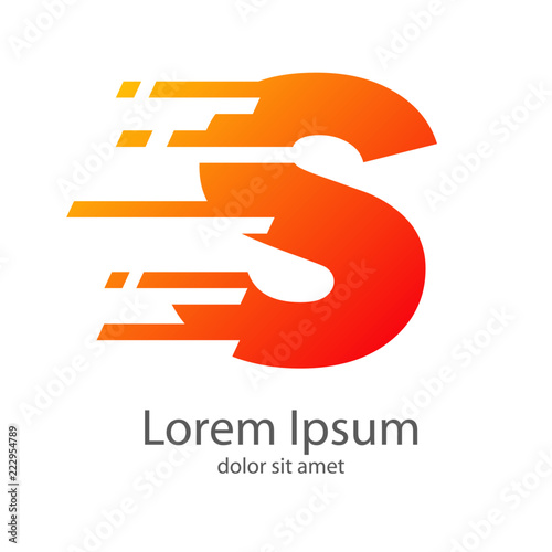 Logotipo Letra S Estilo Velocidad Color Naranja Buy This