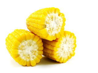 Sticker - fresh sweet corn isolated on white background