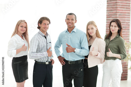 Fotografia, Obraz successful multinational business team showing thumb up