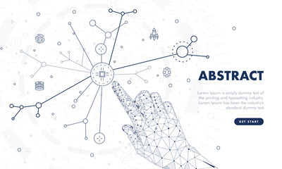 Fototapete - Touch the future arows analytics. Innovations robot systems hand and protection  technologies in innovations systems. lock computers construction of analytical graphics. Future style.