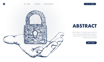 Fototapete - touch the future arows analytics. innovations robot systems hand and protection technologies in inno