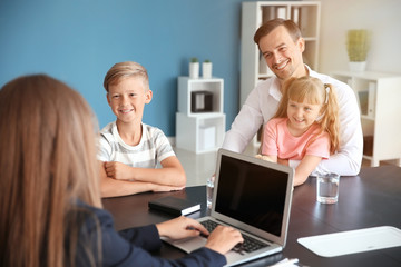 Sticker - Young man and his children meeting with headmistress at school