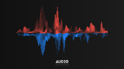 Poster - vector audio wavefrom. abstract music waves oscillation. futuristic sound wave visualization. synthe