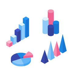 Fototapete - Set of colorful infographic vector elements: presentation graphics, statistics of data and diagrams. Modern 3d isometric vector design