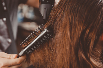 Wall Mural - Styling barber hair dryer and comb hairdresser.