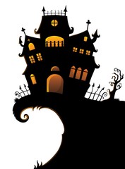 Poster - Halloween house silhouette theme 1