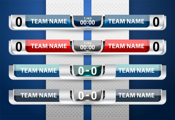 Wall Mural - Scoreboard Broadcast Graphic and Lower Thirds Template for sport soccer and football, vector illustration