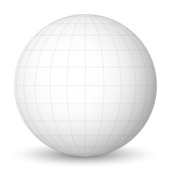 Wall Mural - front view of blank planet earth white globe with grid of meridians and parallels, or latitude and l