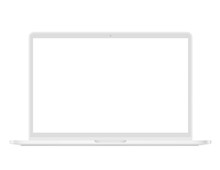 Realistic White Laptop Ultrabook Front View Mockup Isolated. Vector Illustration.