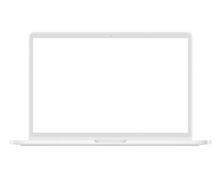 Aufkleber - Realistic white laptop ultrabook front view mockup isolated. Vector illustration.