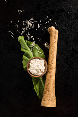 Poster - Horseradish root and leaves.