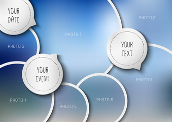 Wall Mural - Template for photo collage in modern style. Frames for clipping masks is in the vector file. Template for a photo album with circle shapes frames