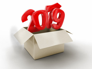 Poster - Open package with 2019. Image with clipping path