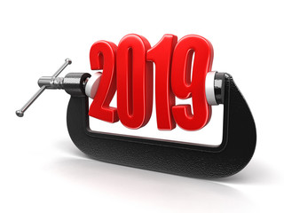 Poster - 2019 in clamp. Image with clipping path