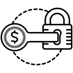 Dollar key vector icon.