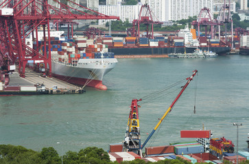 cargo port in Hong Kong city