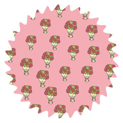 Wall Mural - Flowers bouquet pattern round label