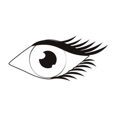 Wall Mural - Women eye cartoon in black and white