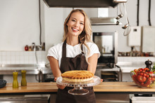Smiling Young Woman Chef Cook In Apron