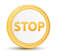 Wall Mural - Stop gold round button