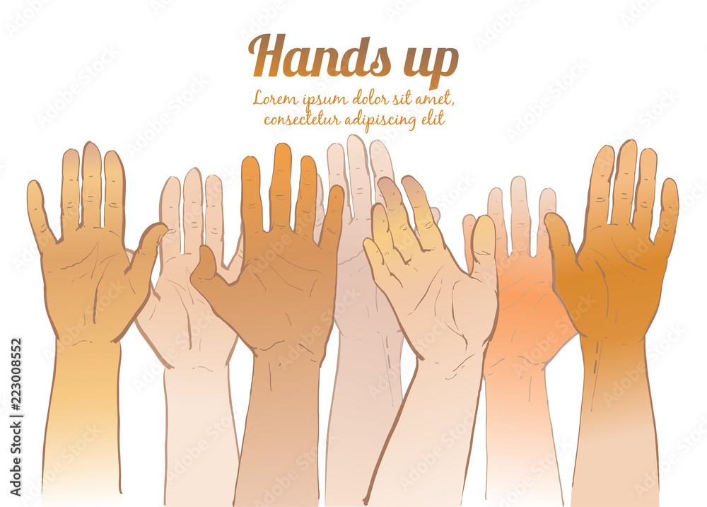 Hand Up Image Vector people raising reaching hands up Isolated watercolor ...
