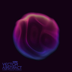Poster - Vector abstract sphere of particles, points array. Futuristic vector illustration. Technology digital splash or explosion of data points. Spherical waveform. Cyber UI or HUD element.