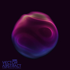 Poster - Vector abstract sphere of particles, points array. Futuristic vector illustration. Technology digital splash or explosion of data points. Spherical waveform. Cyber UI or HUD element.