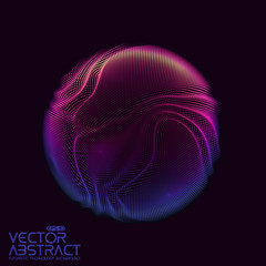 Poster - Vector abstract sphere of particles, points array. Futuristic vector illustration. Technology digital splash or explosion of data points. Spherical waveform. Cyber UI or HUD element.