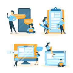 Poster - set of small people working on computer