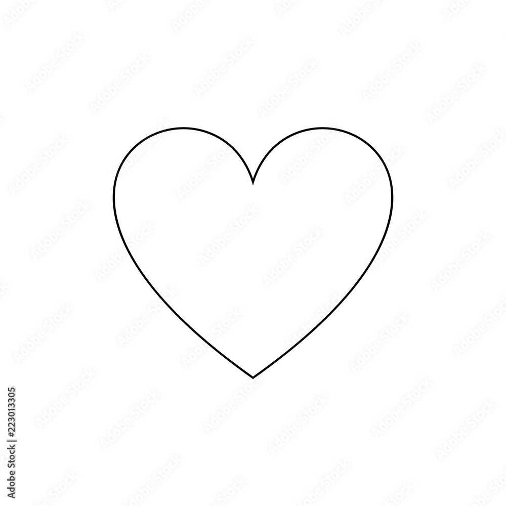 Vector Outline Heart Icon, Simple Love Symbol, Black Line Isolated ...