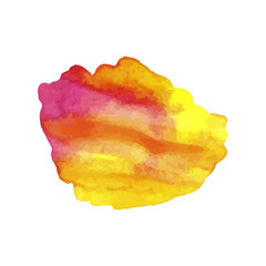 Wall Mural - Vector Watercolor Spot, Bright Red and Yellow Gradient Paint Splash Isolated.