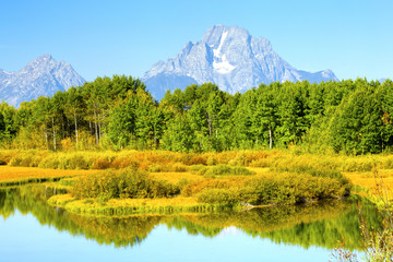 Wall Mural - Oxbow Bend Sunrise Autumn Colors, Grand Teton National Park, Wyoming