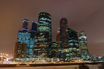 Wall Mural - Moscow city, Moscow International Business Center at night in winter. Russia