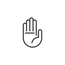 Hand Stop Sign Outline Icon. Linear Style Sign For Mobile Concept And Web Design. Human Hand Simple Line Vector Icon. Palm Symbol, Logo Illustration. Pixel Perfect Vector Graphics