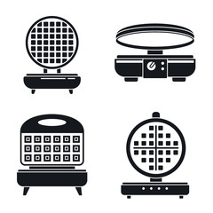 Sticker - Belgian waffle-iron icon set. Simple set of belgian waffle-iron vector icons for web design on white background