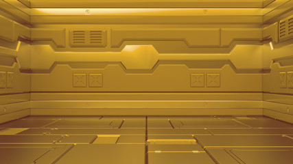 Wall Mural - 3D rendering of realistic sci-fi spaceship corridor