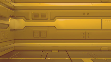 Wall Mural - sci-fi grunge metallic corridor background 3d render