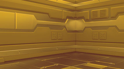 Wall Mural - 3d illustration of futuristic design spaceship interior. render