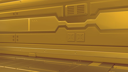 Wall Mural - science background fiction interior rendering sci-fi spaceship corridors,3d rendering