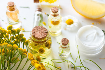 home made natural cosmetics with herbal ingredients